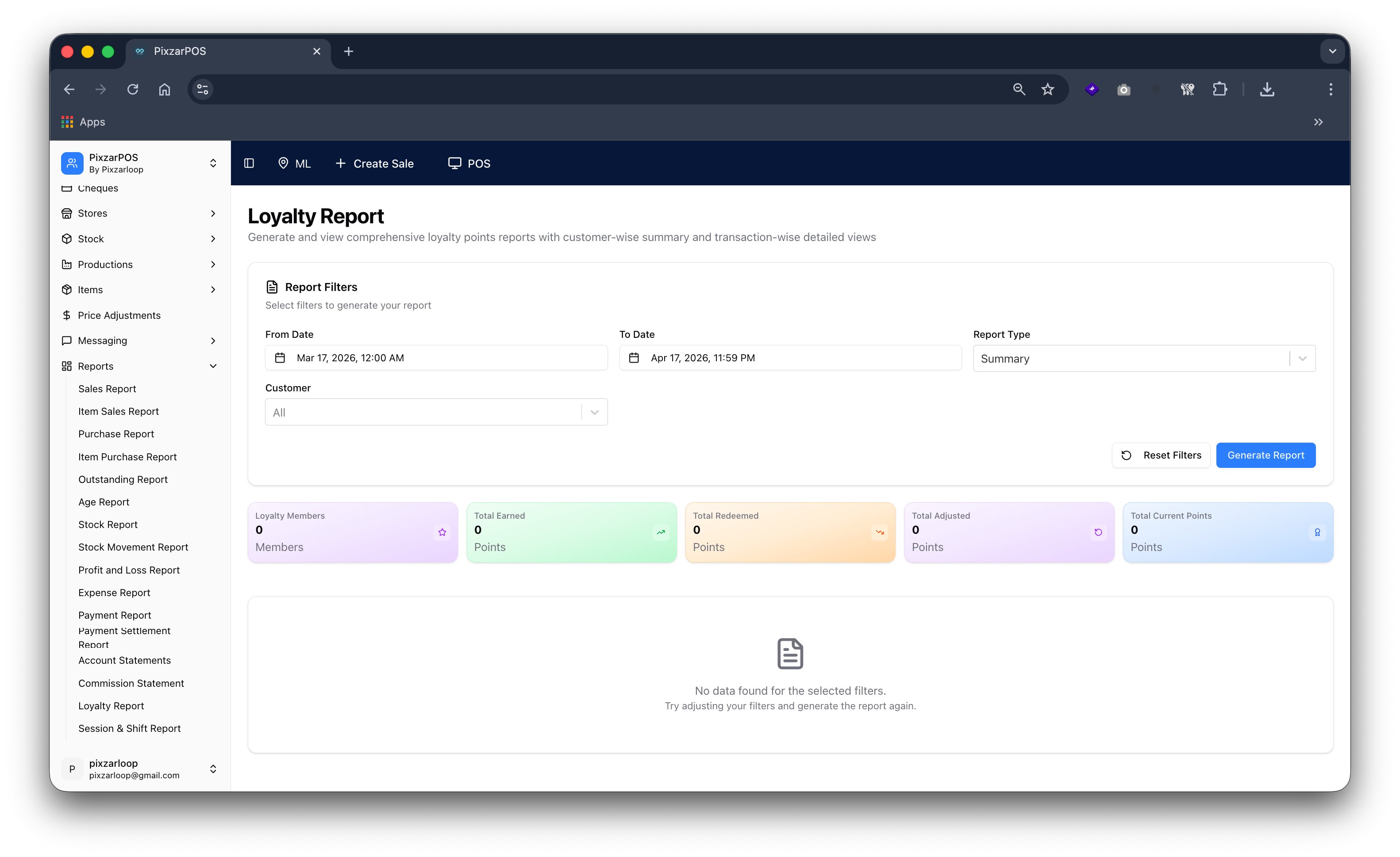 PixzarPOS mobile responsive screenshot