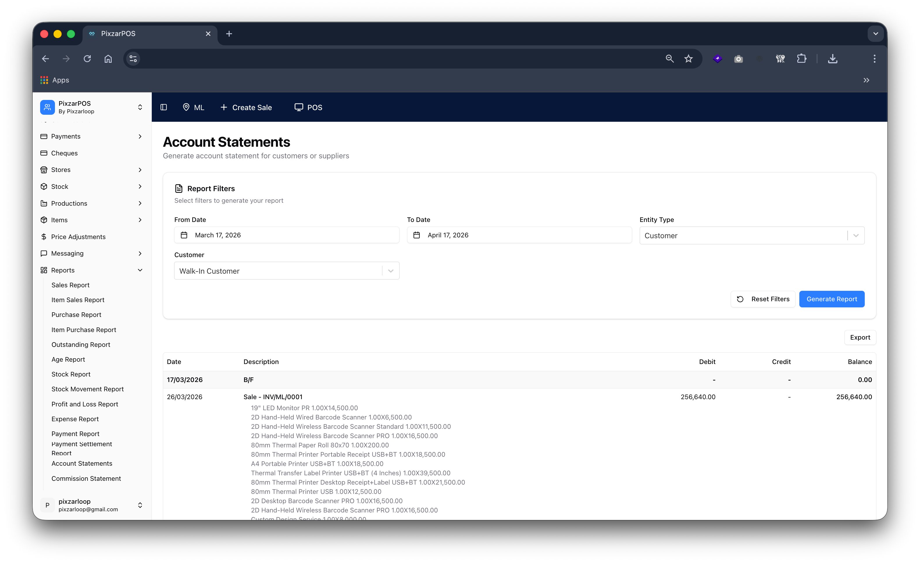 PixzarPOS mobile responsive screenshot
