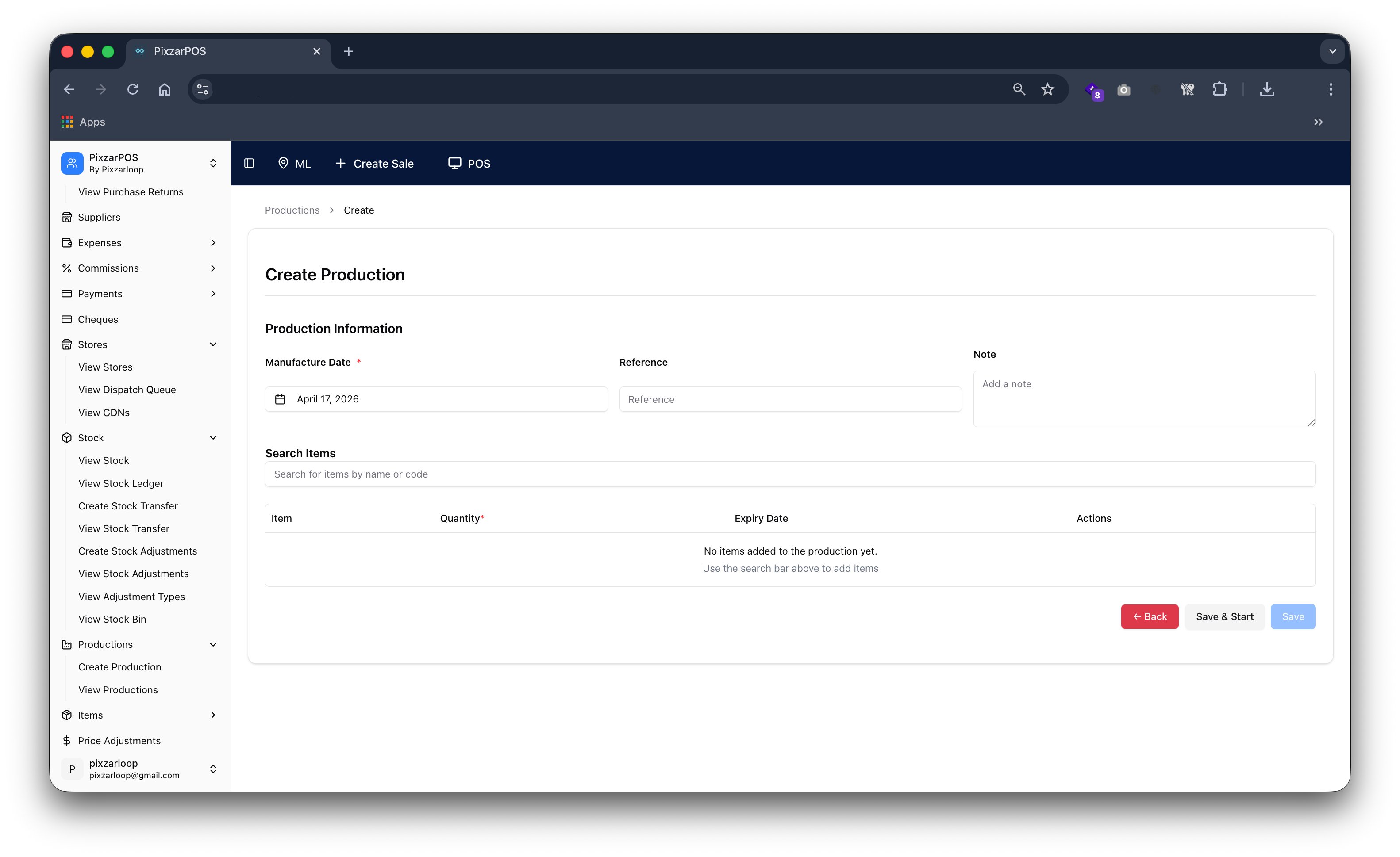 PixzarPOS mobile responsive screenshot