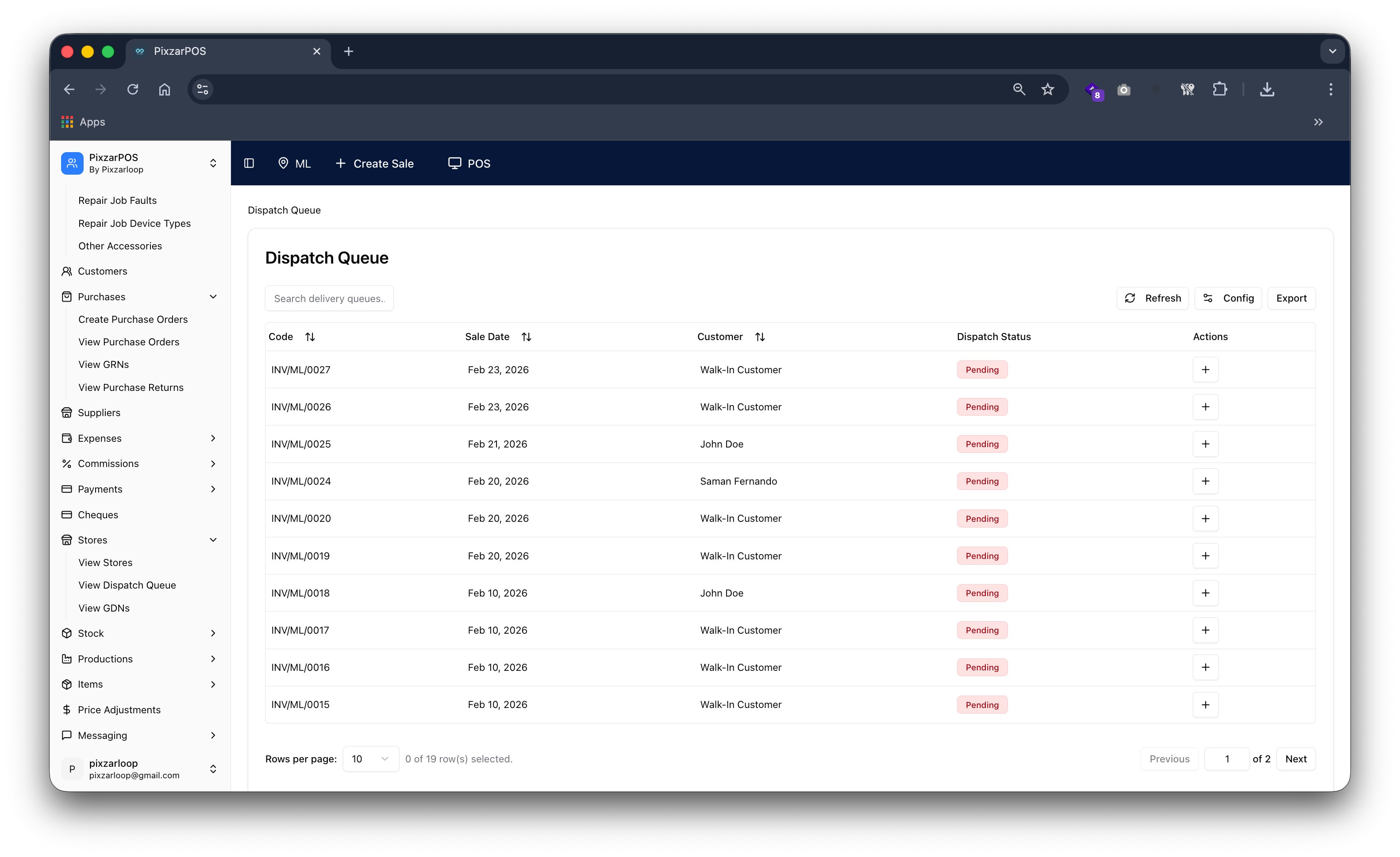 PixzarPOS mobile responsive screenshot