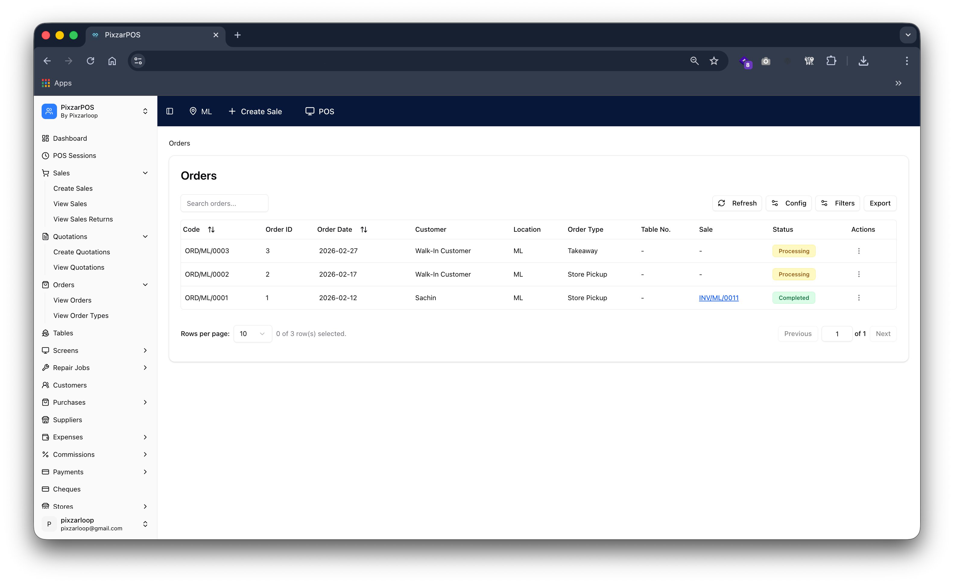 PixzarPOS mobile responsive screenshot