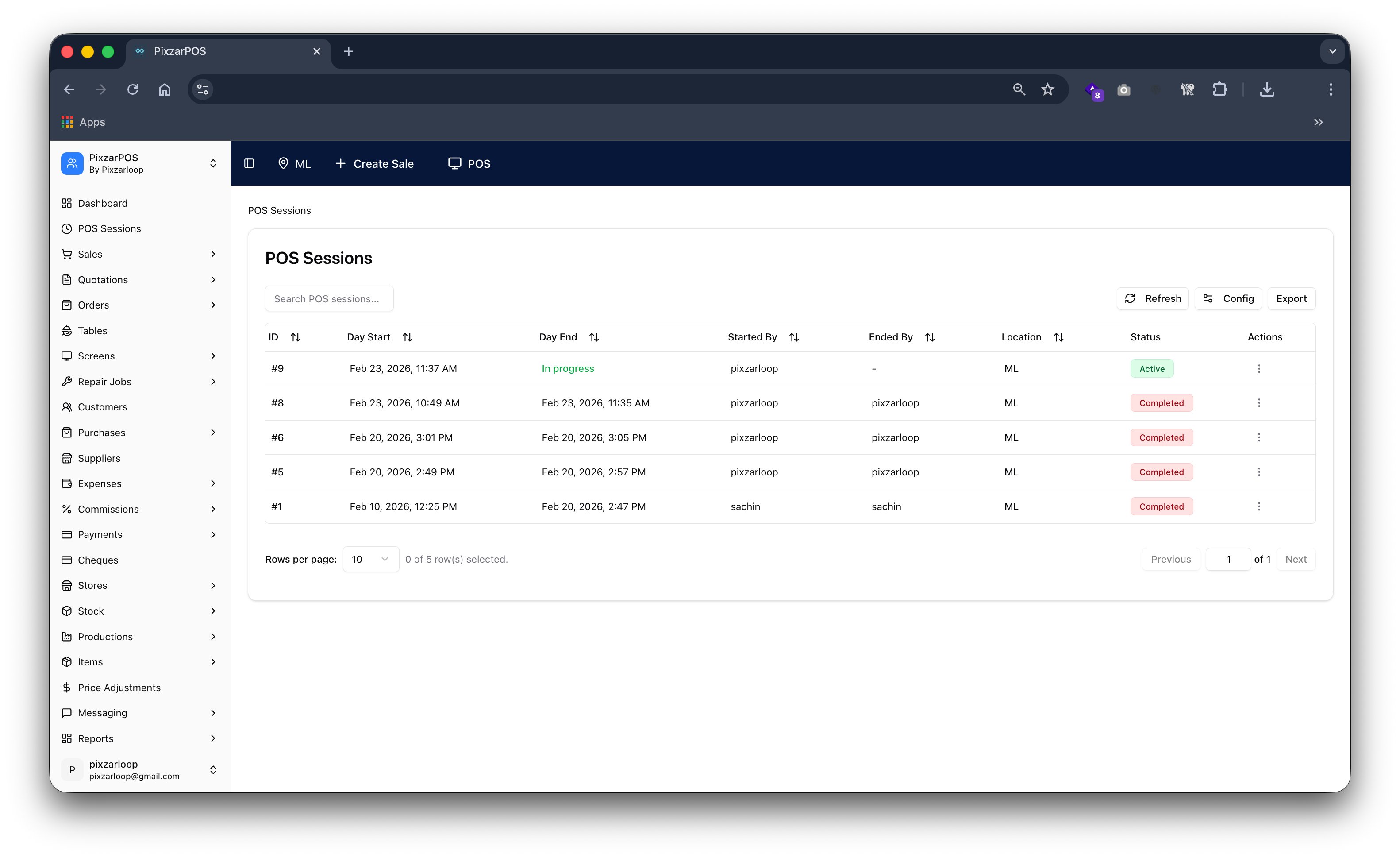 PixzarPOS mobile responsive screenshot